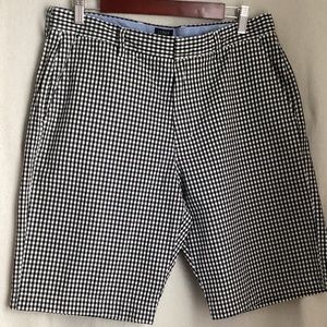 J Crew Mens Shorts Black/White Gingham Check Plaid Cotton 11" Inseam